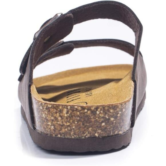 Mens Arch Support Slide Sandals Cork Footbed Adjustable Buckle Comfort Shoes - Picture 3 of 7